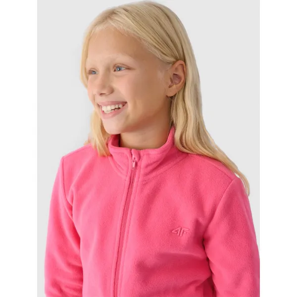 Dievčenská flisová mikina so zipsom 4F JUNIOR FLEECE-JWMM00TFLEF261-55S-HOT PINK