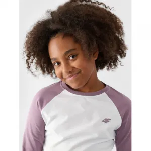 Dievčenské tričko s dlhým rukávom 4F JUNIOR LONGSLEEVE-JWAW24TLONF291-51S-VIOLET