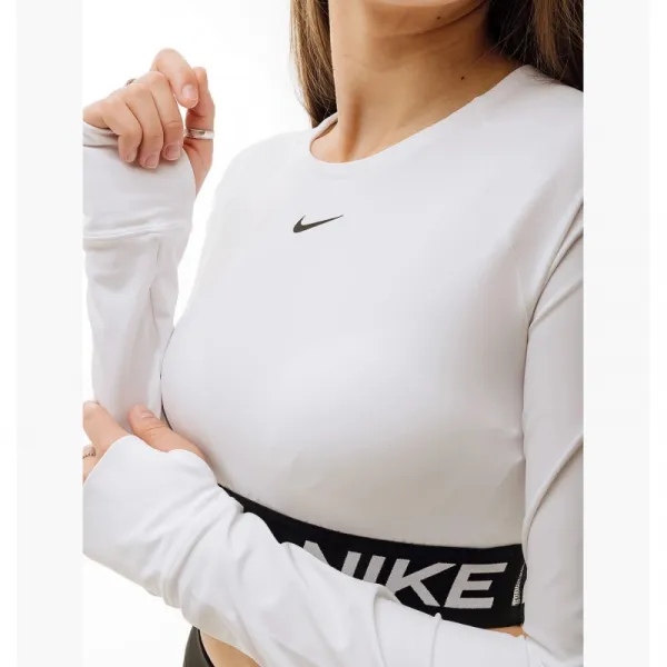 Dámske tréningové tričko s dlhým rukávom NIKE PRO DF 365 CROP LS-100 WHITE BLACK