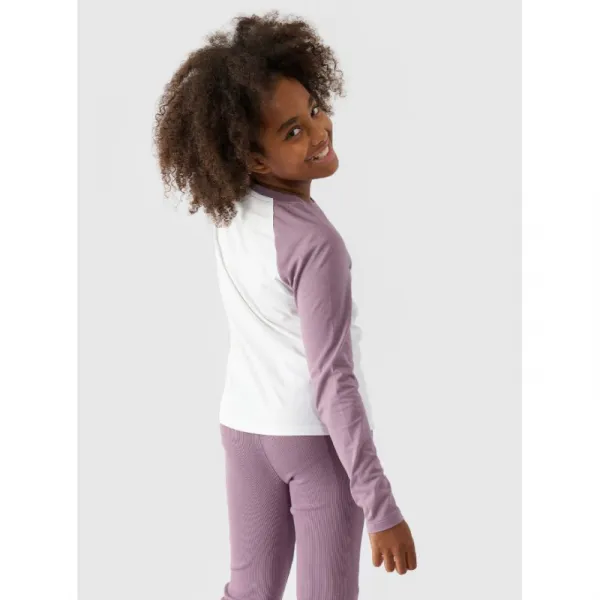 Dievčenské tričko s dlhým rukávom 4F JUNIOR LONGSLEEVE-JWAW24TLONF291-51S-VIOLET