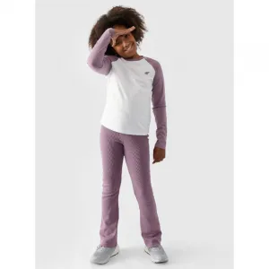 Dievčenské tričko s dlhým rukávom 4F JUNIOR LONGSLEEVE-JWAW24TLONF291-51S-VIOLET