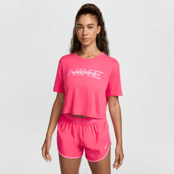 Dámske tréningové tričko s krátkym rukávom NIKE PRO W SS CRP TEE FA24-629 ASTER PINK