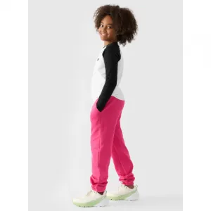 Dievčenské tepláky 4F JUNIOR TROUSERS-JWAW24TTROF754-55S-HOT PINK