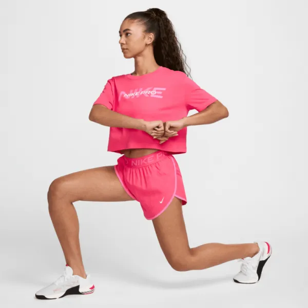 Dámske tréningové tričko s krátkym rukávom NIKE PRO W SS CRP TEE FA24-629 ASTER PINK