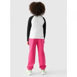 Dievčenské tepláky 4F JUNIOR TROUSERS-JWAW24TTROF754-55S-HOT PINK