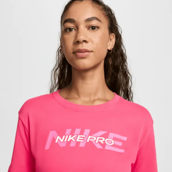 Dámske tréningové tričko s krátkym rukávom NIKE PRO W SS CRP TEE FA24-629 ASTER PINK