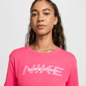 Dámske tréningové tričko s krátkym rukávom NIKE PRO W SS CRP TEE FA24-629 ASTER PINK