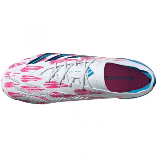 Pánske futbalové kopačky outdoorové ADIDAS Predator Elite M FG cloud white solar blue solar pink