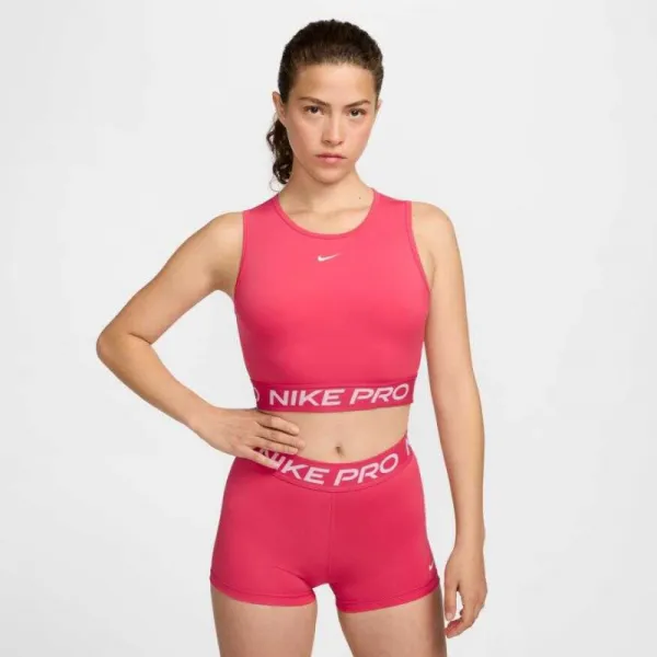 Dámske tréningové tričko s krátkym rukávom NIKE PRO DF 365 CROP TANK-629 ASTER PINK WHITE