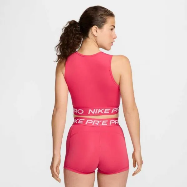 Dámske tréningové tričko s krátkym rukávom NIKE PRO DF 365 CROP TANK-629 ASTER PINK WHITE
