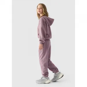Dievčenské tepláky 4F JUNIOR TROUSERS-JWAW24TTROF754-51S-VIOLET
