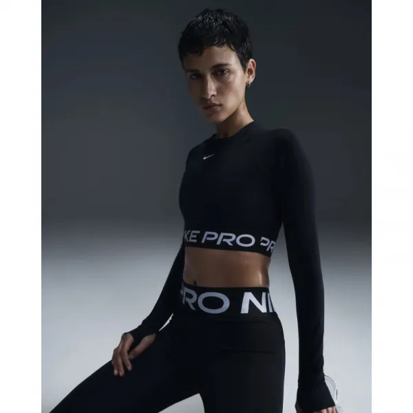 Dámske tréningové tričko s dlhým rukávom NIKE PRO DF 365 CROP LS-010 BLACK WHITE