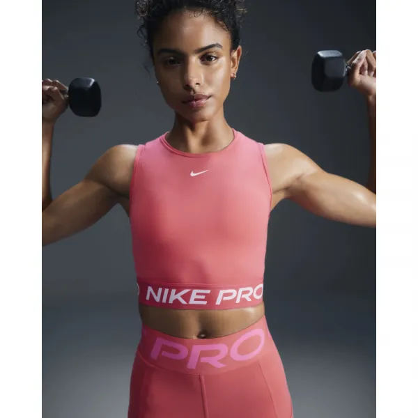 Dámske tréningové tričko s krátkym rukávom NIKE PRO DF 365 CROP TANK-629 ASTER PINK WHITE