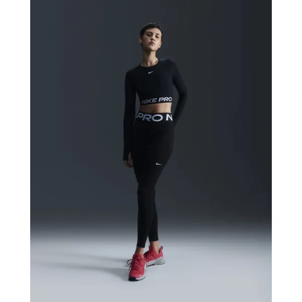 Dámske tréningové tričko s dlhým rukávom NIKE PRO DF 365 CROP LS-010 BLACK WHITE