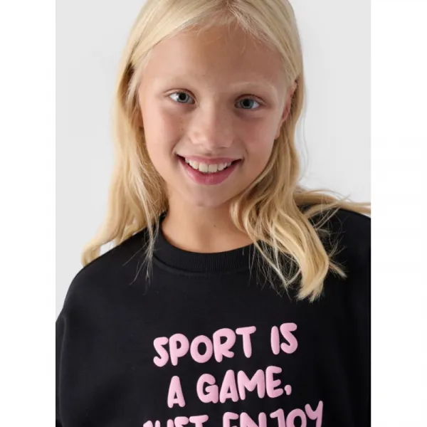 Dievčenská mikina 4F JUNIOR SWEATSHIRT-JWAW24TSWSF1214-20S-DEEP BLACK