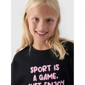 Dievčenská mikina 4F JUNIOR SWEATSHIRT-JWAW24TSWSF1214-20S-DEEP BLACK