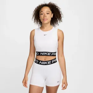 Dámske tréningové tričko s krátkym rukávom NIKE PRO DF 365 CROP TANK-100 WHITE BLACK