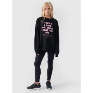 Dievčenská mikina 4F JUNIOR SWEATSHIRT-JWAW24TSWSF1214-20S-DEEP BLACK