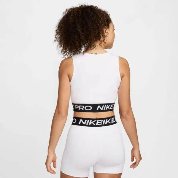 Dámske tréningové tričko s krátkym rukávom NIKE PRO DF 365 CROP TANK-100 WHITE BLACK