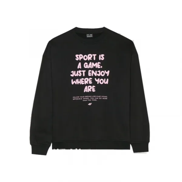 Dievčenská mikina 4F JUNIOR SWEATSHIRT-JWAW24TSWSF1214-20S-DEEP BLACK