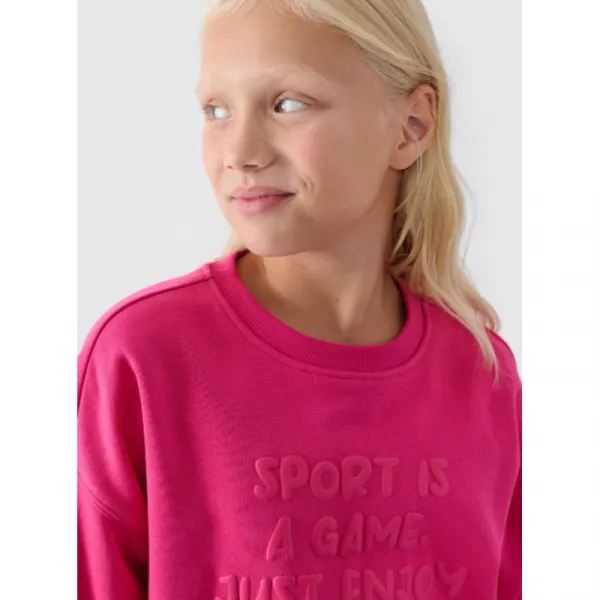 Dievčenská mikina 4F JUNIOR SWEATSHIRT-JWAW24TSWSF1214-55S-HOT PINK