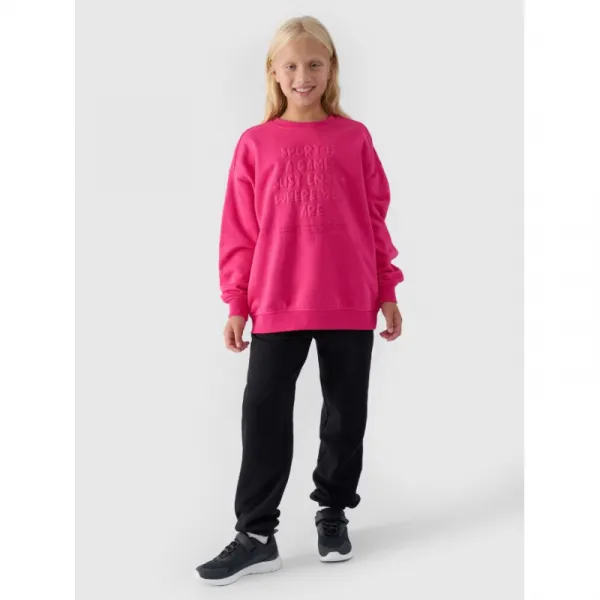 Dievčenská mikina 4F JUNIOR SWEATSHIRT-JWAW24TSWSF1214-55S-HOT PINK
