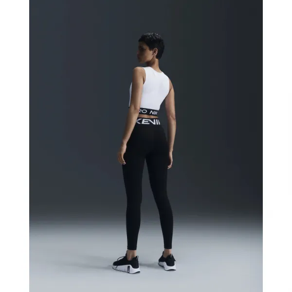Dámske tréningové tričko s krátkym rukávom NIKE PRO DF 365 CROP TANK-100 WHITE BLACK