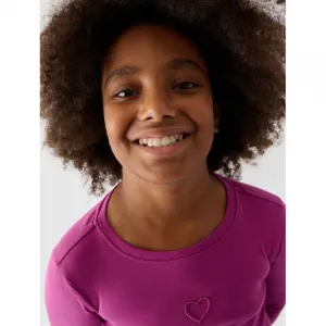 Dievčenské tričko s dlhým rukávom 4F JUNIOR LONGSLEEVE-JWAW24TLONF292-53S-DARK PINK