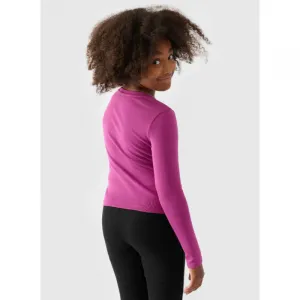 Dievčenské tričko s dlhým rukávom 4F JUNIOR LONGSLEEVE-JWAW24TLONF292-53S-DARK PINK