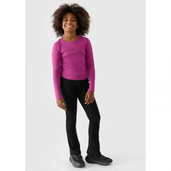 Dievčenské tričko s dlhým rukávom 4F JUNIOR LONGSLEEVE-JWAW24TLONF292-53S-DARK PINK