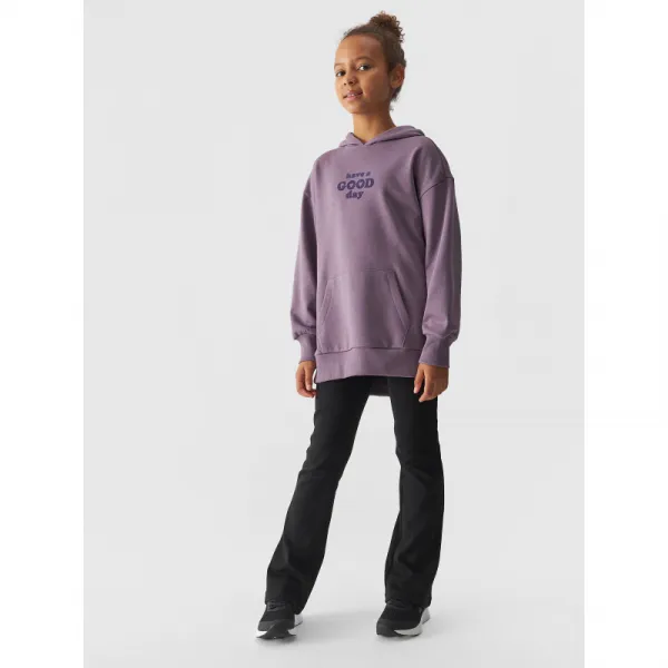 Dievčenská mikina s kapucňou 4F JUNIOR SWEATSHIRT-JWAW24TSWSF1218-51S-VIOLET