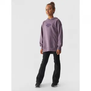 Dievčenská mikina s kapucňou 4F JUNIOR SWEATSHIRT-JWAW24TSWSF1218-51S-VIOLET