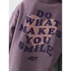Dievčenská mikina s kapucňou 4F JUNIOR SWEATSHIRT-JWAW24TSWSF1218-51S-VIOLET