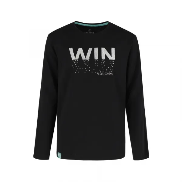 Dievčenské tričko s dlhým rukávom VOLCANO LONG L-WIN JUNIOR 700 BLACK