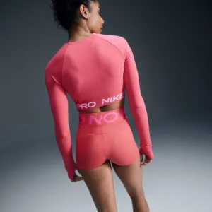 Dámske tréningové tričko s dlhým rukávom NIKE PRO DF 365 CROP LS-629 ASTER PINK WHITE