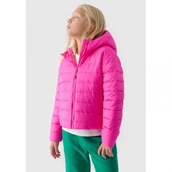 Dievčenská bunda 4F JUNIOR DOWN JACKET-JWAW24TDJAF449-55S-HOT PINK