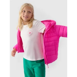 Dievčenská bunda 4F JUNIOR DOWN JACKET-JWAW24TDJAF449-55S-HOT PINK