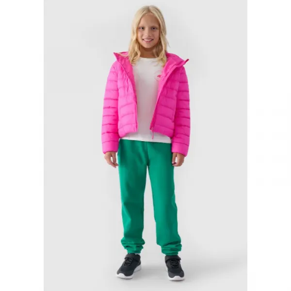 Dievčenská bunda 4F JUNIOR DOWN JACKET-JWAW24TDJAF449-55S-HOT PINK