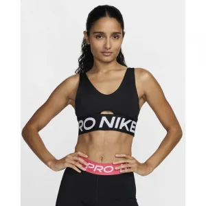Dámska tréningová športová podprsenka NIKE PRO W NP INDY PLUNGE BRA BOLD-010 BLACK WHITE WHITE