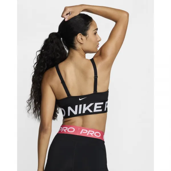 Dámska tréningová športová podprsenka NIKE PRO W NP INDY PLUNGE BRA BOLD-010 BLACK WHITE WHITE