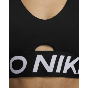 Dámska tréningová športová podprsenka NIKE PRO W NP INDY PLUNGE BRA BOLD-010 BLACK WHITE WHITE