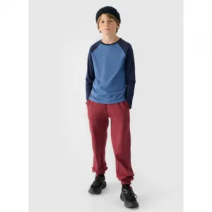 Chlapčenské tričko s dlhým rukávom 4F JUNIOR LONGSLEEVE-JWAW24TLONM293-32S-DENIM