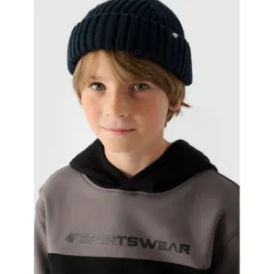 Chlapčenská mikina s kapucňou 4F JUNIOR SWEATSHIRT-JWAW24TSWSM1222-20S-DEEP BLACK
