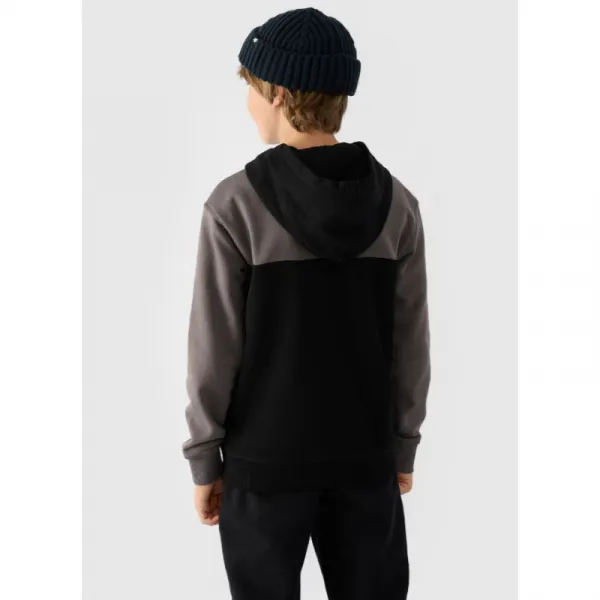 Chlapčenská mikina s kapucňou 4F JUNIOR SWEATSHIRT-JWAW24TSWSM1222-20S-DEEP BLACK