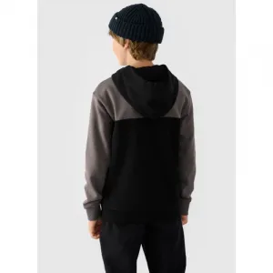 Chlapčenská mikina s kapucňou 4F JUNIOR SWEATSHIRT-JWAW24TSWSM1222-20S-DEEP BLACK