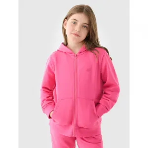 Dievčenská mikina so zipsom 4F JUNIOR SWEATSHIRT-JWMM00TSWSF1315-55S-HOT PINK