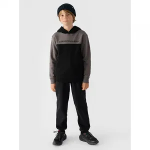 Chlapčenská mikina s kapucňou 4F JUNIOR SWEATSHIRT-JWAW24TSWSM1222-20S-DEEP BLACK
