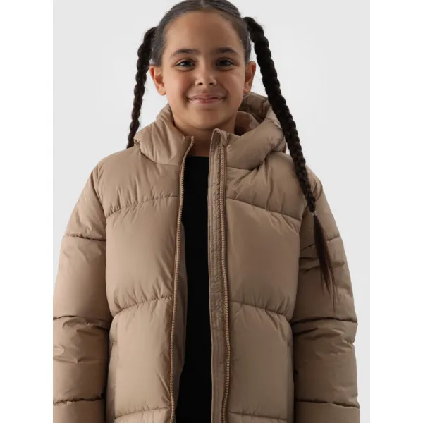 Dievčenská bunda 4F JUNIOR DOWN JACKET-JWAW24TDJAF455-83S-BEIGE