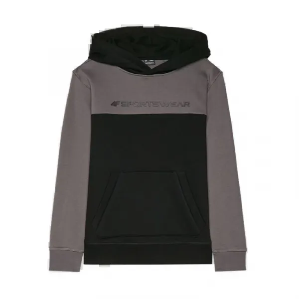 Chlapčenská mikina s kapucňou 4F JUNIOR SWEATSHIRT-JWAW24TSWSM1222-20S-DEEP BLACK