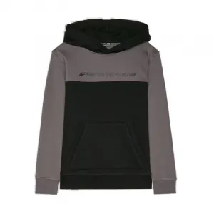 Chlapčenská mikina s kapucňou 4F JUNIOR SWEATSHIRT-JWAW24TSWSM1222-20S-DEEP BLACK